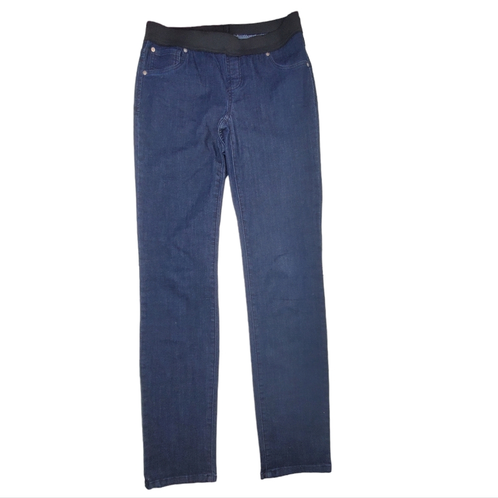 INC Jean Jeggings Elastic Band Waist Pull On Blue Sz 2 Skinny  Dark Wash